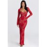 Robe maxi rouge en dentelle Lucienne – Élégante et longue