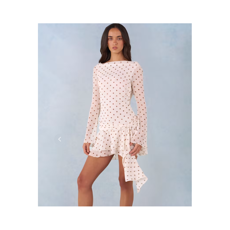 Robe courte beige à pois Lioria – Dos ouvert chic